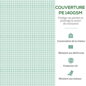 Serre de jardin tunnel, 10,4 m², serre de jardin, anti-UV, porte zippée enroulable, fenêtres en maille, tube d'acier galvanisé et PE 140g/㎡, 350 x 300 x 200 cm, vert