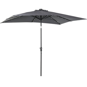 Parasol de jardin Parasol droit 3 x 2 m lumineux rectangulaire inclinable avec LED solaire acier polyester haute densité gris