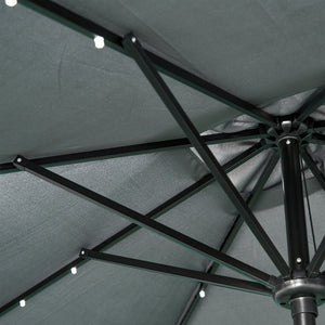 Parasol de jardin Parasol droit 3 x 2 m lumineux rectangulaire inclinable avec LED solaire acier polyester haute densité gris