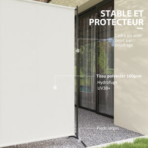 Paravent Extérieur à Panneau Unique, Séparateur de Pièce de 180H cm avec Protection UV30+, Panneau Brise-Vue avec Base Stable pour Intérieur et Extérieur, Beige