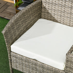 Banc de Jardin en résine tressée 2 Places avec Table et Coussins, 135 x 64 x 81 cm, pour Balcon et Terrasse, Canapé Extérieur, Résistant aux Intempéries, Noir crème