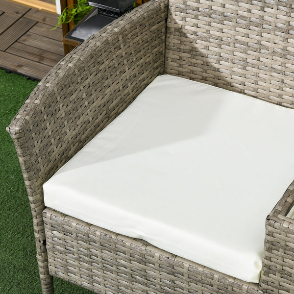 Banc de Jardin en résine tressée 2 Places avec Table et Coussins, 135 x 64 x 81 cm, pour Balcon et Terrasse, Canapé Extérieur, Résistant aux Intempéries, Noir crème
