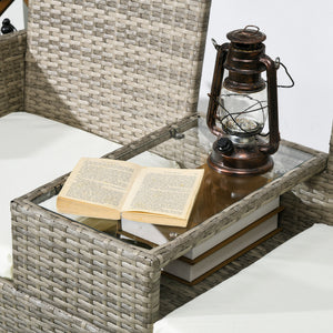 Banc de Jardin en résine tressée 2 Places avec Table et Coussins, 135 x 64 x 81 cm, pour Balcon et Terrasse, Canapé Extérieur, Résistant aux Intempéries, Noir crème