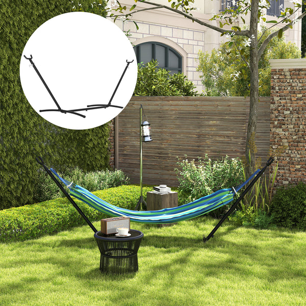 Support Pied de hamac Structure Robuste métal époxy Noir Hauteur réglable 6 Niveaux dim. 2,80L x 1,17l x 1,10H m