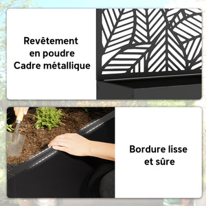 Jardinière avec treillis, bac à fleurs, lit surélevé avec brise-vue, pour plantes grimpantes, légumes, métal, intérieur et extérieur, 90 x 30 x 170 cm, noir