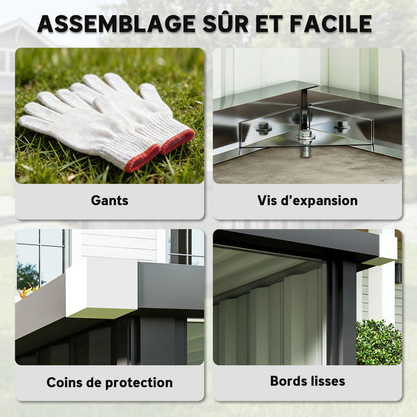 Abri Robot Tondeuse 108 x 86 x 62,5 cm, Garage pour Robot Tondeuse avec Toit Incliné en Acier Galvanisé, pour Tondeuse Robot, Montage Facile, Gris Foncé