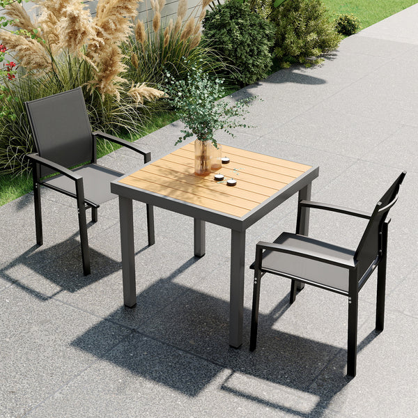 Lot de 2 chaises de jardin chaises empilables d'extérieur respirant avec accoudoirs, en aluminium et textilène pour jardin, piscine, terrasse, gris foncé
