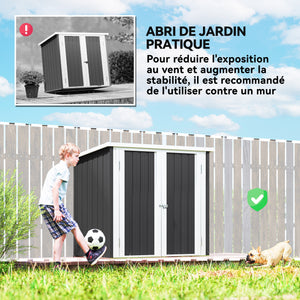 Abri de Jardin - cabane de jardin 1,26 m² - cabanon rangement outils 2 Portes verrouillables - dim. 147L x 86l x 134H cm - tôle d'acier Noir Blanc