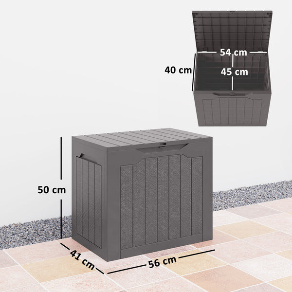 Coffre de rangement extérieur 97L avec poignées encastrées, malle de rangement extérieur étanche pour jardin terrasse, 56 x 41 x 50 cm, marron