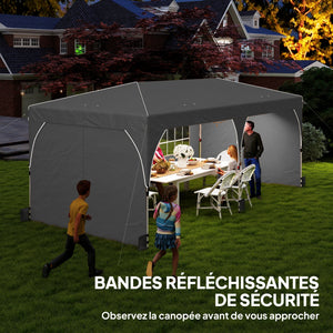 Tonnelle de jardin 3 x 6 m pop up tente pliante réglable en hauteur imperméable protection UV50+ tonnelle pliante avec 4 parois latérales 6 sacs de sable sac de transport montage facile gris