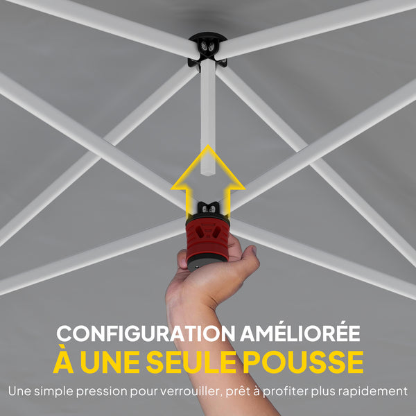 Tonnelle de jardin 3 x 6 m pop up tente pliante réglable en hauteur imperméable protection UV50+ tonnelle pliante avec 4 parois latérales 6 sacs de sable sac de transport montage facile gris