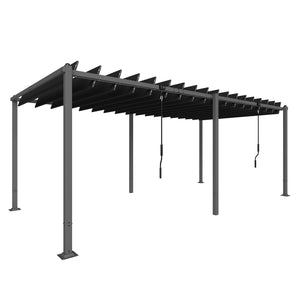 Pergola XXL 5,7x3m avec Toit à Lames Orientables 0-90° - Tonnelle de Jardin en Aluminium et Acier - Abri Terrasse Grande Capacité 11 Personnes, UV50+, 12 Vis d'Expansion, Gris Anthracite