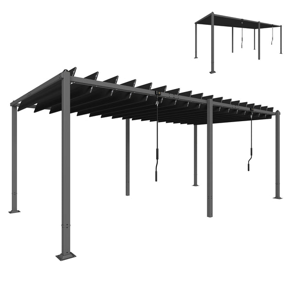 Pergola XXL 5,7x3m avec Toit à Lames Orientables 0-90° - Tonnelle de Jardin en Aluminium et Acier - Abri Terrasse Grande Capacité 11 Personnes, UV50+, 12 Vis d'Expansion, Gris Anthracite