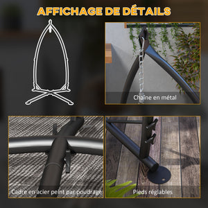 Support pour Fauteuil Suspendu - Pied Fauteuil Suspendu, hauteur 215 cm - Charge Max. recommandée 130 Kg, métal noir
