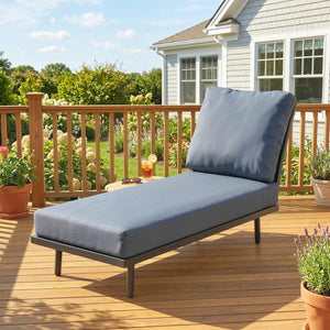 Chaise Longue de Jardin avec Coussins Lavables en Oléfine et Étagère Latérale, Cadre en Métal, Bain de Soleil pour Jardin et Terrasse, Gris