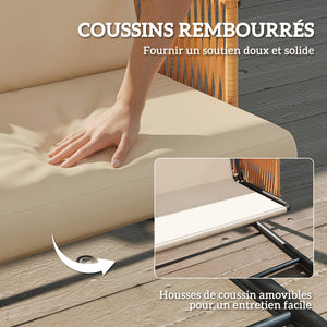 Balancelle de Jardin 3 Places avec Toit Réglable UPF 30+ - Structure Acier Robuste 360kg, Coussin Grand Confort 7cm - Banc Suspendu Extérieur pour Terrasse, Sable