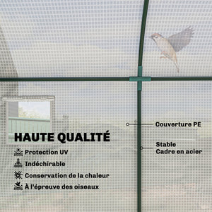 Serre de Jardin, Petite Serre de Balcon en Bâche PE et Châssis Acier, Portes et Fenêtres Roulantes, pour Légumes et Fleurs, Intérieur et Extérieur, 300 x 100 x 200 cm, blanc