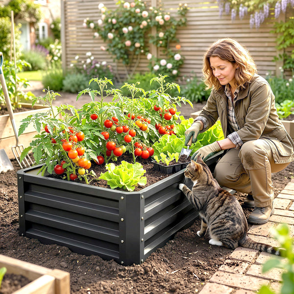 Carré potager de jardin 120 x 60 x 30,5 cm acier galvanisée gris