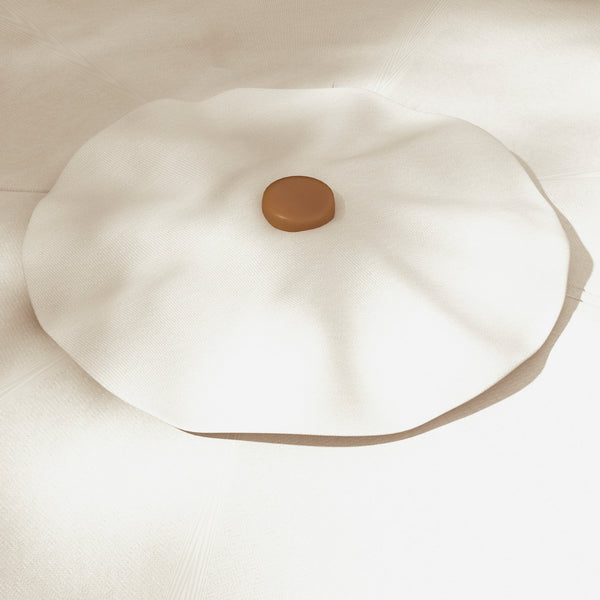 Parasol de jardin Parasol droit inclinable rond Ø 264 cm avec volants tissu polyester haute densité anti-UV mât démontable 8 baleines - crème
