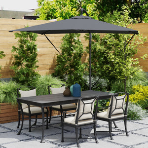 Parasol déporté 2,5 x 2,5 m, parasol de jardin extérieur, Toile ajustable, 8 baleines, base en croix et manivelle, Housse de Protection, gris foncé