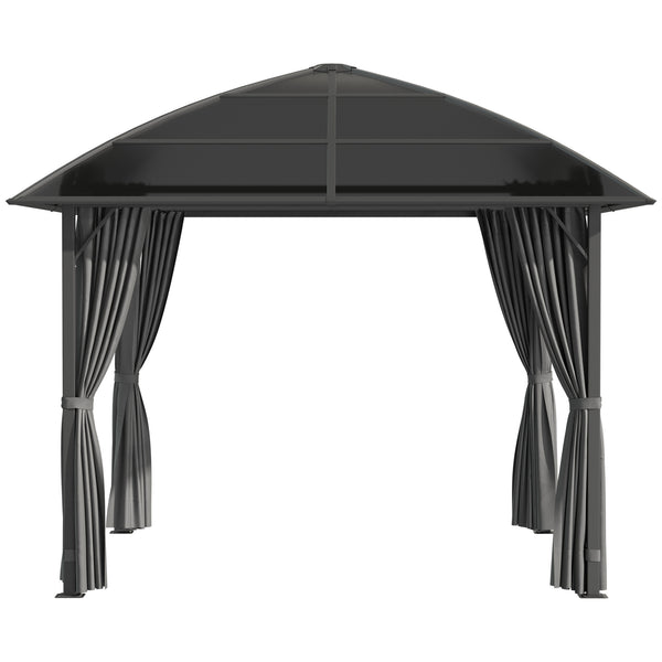 Tonnelle de jardin pavillon de jardin 3 x 3 m structure aluminium toit polycarbonate imperméable UV 60+ avec parois latéraux gris foncé