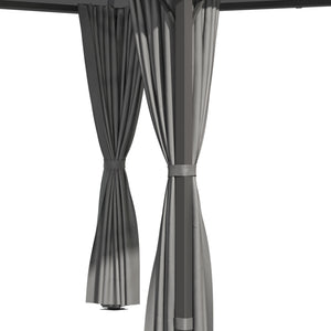 Tonnelle de jardin pavillon de jardin 3 x 3 m structure aluminium toit polycarbonate imperméable UV 60+ avec parois latéraux gris foncé