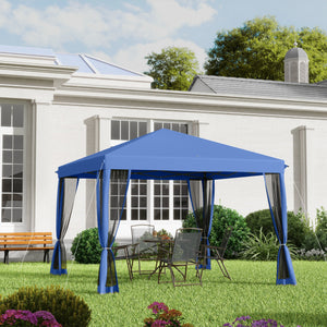 Tonnelle pop-up Barnum Pliant Style Colonial 3 x 3 m 4 moustiquaires + Sac de Transport bleu