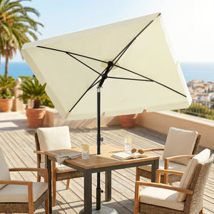 Parasol de jardin Parasol droit rectangulaire inclinable alu métal polyester haute densité 2 x 1,3 m beige clair