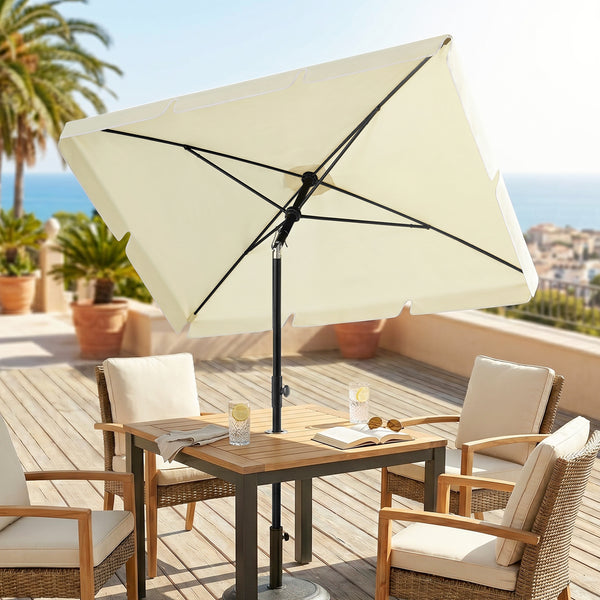 Parasol de jardin Parasol droit rectangulaire inclinable alu métal polyester haute densité 2 x 1,3 m beige clair