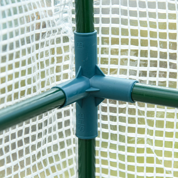 Serre de jardin PE avec étagères 3 niveaux, serre de balcon, bâche renforcée 140 g/m², châssis en acier, 2 portes zippées enroulables, pour légumes plantes fleurs, 200 x 100 x 215 cm, blanc
