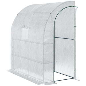 Serre de jardin PE avec étagères 3 niveaux, serre de balcon, bâche renforcée 140 g/m², châssis en acier, 2 portes zippées enroulables, pour légumes plantes fleurs, 200 x 100 x 215 cm, blanc