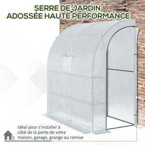 Serre de jardin PE avec étagères 3 niveaux, serre de balcon, bâche renforcée 140 g/m², châssis en acier, 2 portes zippées enroulables, pour légumes plantes fleurs, 200 x 100 x 215 cm, blanc