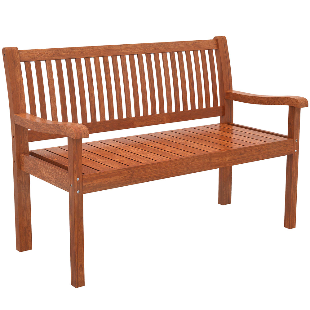 Banc de Jardin 2 Places, Banc Extérieur en Bois avec Housse Imperméable, Siège de Jardin avec Dossier Ergonomique, Mobilier pour Terrasse, Balcon, Porch, Marron Clair