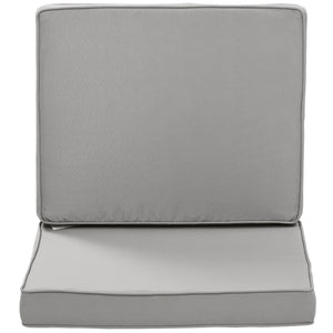 Lot de 2 coussins de chaise coussins d'assise déhoussables grand confort coussins matelassé rembourré mousse tissu polyester gris clair