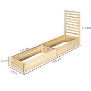 Jardinière avec treillis carré potager en bois 230 x 60 x 110 cm effet bois naturel