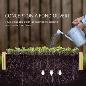 Jardinière avec treillis carré potager en bois 230 x 60 x 110 cm effet bois naturel