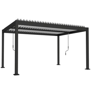Pergola Bioclimatique 4x3m, Pergola de Jardin en Aluminium à Toit Louvred Ajustable avec Manivelle, Tonnelle de Jardin Abri Terrasse, Protection Soleil, pour Jardin Extérieur, Blanc