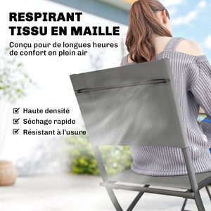 Ensemble de Salle à Manger de Jardin 5 Pièces, Table et Chaises Pliantes, Mobilier d'Extérieur avec Sièges en Textilène, Gris