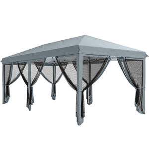 Tonnelle pliante tonnelle de jardin extérieure barnum pliant Pop-up pavillon de terrasse 6 x 3 m Anti-UV moustiquaires amovibles + Sac de Transport Gris