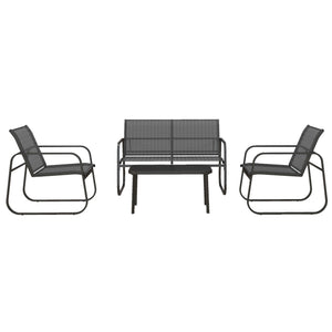 Salon de jardin ensemble de mobilier de jardin 4 pièces avec 2 fauteuils 1 canapé 2 places d'extérieur et table basse avec plateau en verre trempé noir