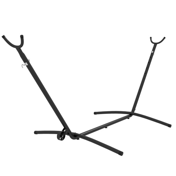 Support Pied de hamac Structure Robuste métal époxy Hauteur réglable 6 Niveaux Noir dim. 290L x 120l x 115H cm