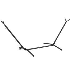 Support Pied de hamac Structure Robuste métal époxy Hauteur réglable 6 Niveaux Noir dim. 290L x 120l x 115H cm