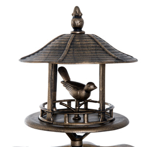Bain d'oiseaux Abreuvoir pour Oiseaux jardinière 3 en 1 dim. Ø 50 x 113H cm polypropylène bronze antique