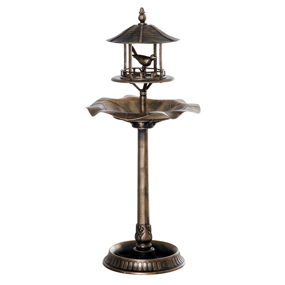Bain d'oiseaux Abreuvoir pour Oiseaux jardinière 3 en 1 dim. Ø 50 x 113H cm polypropylène bronze antique