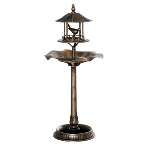 Bain d'oiseaux Abreuvoir pour Oiseaux jardinière 3 en 1 dim. Ø 50 x 113H cm polypropylène bronze antique