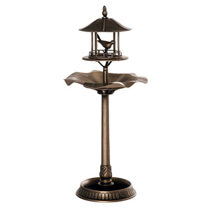 Bain d'oiseaux Abreuvoir pour Oiseaux jardinière 3 en 1 dim. Ø 50 x 113H cm polypropylène bronze antique