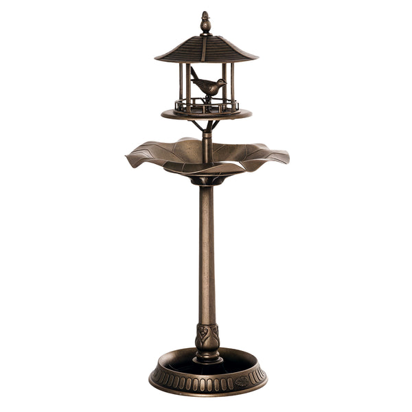 Bain d'oiseaux Abreuvoir pour Oiseaux jardinière 3 en 1 dim. Ø 50 x 113H cm polypropylène bronze antique