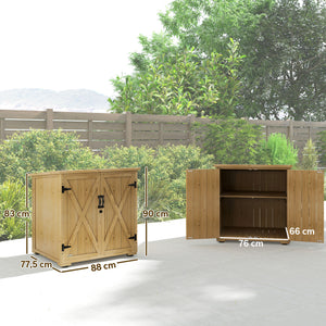 Armoire de rangement pour le jardin en bois sapin, Double Porte étagère réglable et Toit bitumé étanche - dim. 77,5L x 88l x 83/90H cm