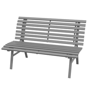 Banc de jardin banquette extérieur 2 Places Assise Dossier à Lattes, en aluminium, dim. 123L x 67l x 79H cm, gris