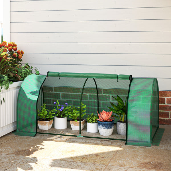Serre de Jardin mini serre à tomates dim. 2L x 1l x 0,8H m Porte zippée bâche PE Acier Vert
